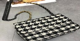 NEW Designer Wallet Purse Fashion Winter Style Patchwork Colour High Quality Houndstooth Cloth Preparation Tweed Women Chain Flap B9383021