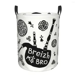 Laundry Bags Breizh Ma Bro Basket Collapsible Brittany Breton Ermine Triskeles Clothes Toy Hamper Storage Bin For Kids Nursery