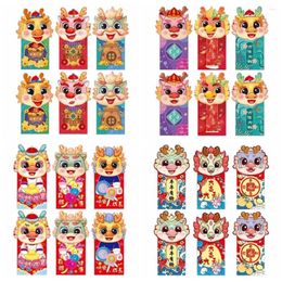 Gift Wrap 6Pcs/set Money Packing Bag Chinese Dragon Red Envelope 2024 Year DIY Card Spring Festival Supplies