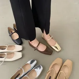 Casual Shoes Spring Autumn Flats Square Toe Ballet For Women Fashion Low Heel Mary Jane Shallow Mouth Buckle Soft Bottom