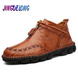 Boots Brand Men Boots Genuine Leather Male Ankle Boots Fashion Male Oxford Sneakers Autumn Outdoor Waterproof Man Motorcycle Boots