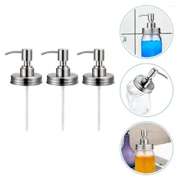 Liquid Soap Dispenser 3 Pcs Mason Jar Lid Pump Head Stainless Steel Lotion Bottle Replacement Pumps