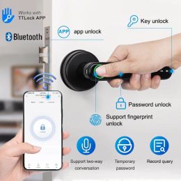 Lock Ttlock App Smart Wifi Remote Control Fingerprint Lock Security Electronic Biometrics Password Code Door Lock with Mechanical Key