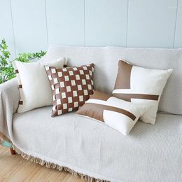 Pillow Light Luxury Coffee Colour PU Leather Case Simple Fashion Style Sofa Cover Bedroom Bedside