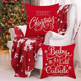 Pillow Case 1 Set Snowflake Pattern Throw Double Side Printed Polyester Anti-deformed Cushion Home Decor