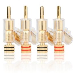 Accessories 4 Pcs Hifi Gold Plated Lockable Speaker Cable Banana Plug Connector Audio Amplifier Speaker Wire Connector Durable Easy Instal