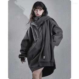 Men's Hoodies Unisex High Street Chinese Style Long Zippered Hoodie Casual Foldable Collar Solid Colour Clothing Sweatshirt Harajuku