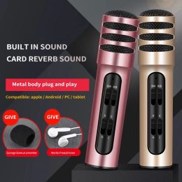 Microphones Wireless Mobile Phone Microphone Mouthpiece Karaoke Gadget Singing Live Children's Home Computer Set Sound Card Equipment