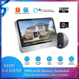 Doorbells Smart Life Tuya Securityprotection Door Peephole Camera Video Eye Bell Alexa Hot Viewer Wireless Doorbell intercom for house