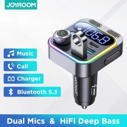 Adapter Joyroom Bluetooth 5.3 FM Transmitter for Car Stronger Dual Mics Deep Bass Sound 48W PD&QC3.0 Fast Car Charger Bluetooth Adapter