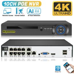 Recorder 10CH 8MP POE NVR Video Recorder Audio IP Camera H.265 CCTV System Smart Network Face Detect P2P Video Surveillance Camera RTSP