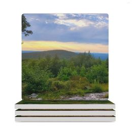 Table Mats Summer Mountain Sunset Ceramic Coasters (Square) Cup Set Kawaii For Tea