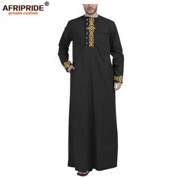 Muslim Clothing for Men Jubba Thobe with Long Sleeves and Lace Neck Plus Size Islamic Clothing Muslim Dress AFRIPRIDE A2014001 240328