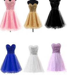 Cheap Homecoming Dresses Occasion Dress Gold Black Blue White Pink Sequins Sweetheart Short Cocktail Party Prom Gowns 100 Real Im8559021