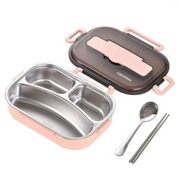 Dinnerware Sets Bento Boxes For Student Thermal High-Grade Stainless Steel Liner Lunch Containers Kids Leak Proof Microwave (Pink)