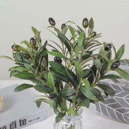 Decorative Flowers Artificial Olive Tree Branch With Fruit Fake Green Plants For Outdoor Home Garden Wedding Party Silk Decor Po Props