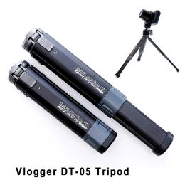 Monopods Vlogger Dt05 Mini Tripod Stand Bracket Aluminium Universal 1/4" Screw Telescopic Tripod for Phones Dslr Mirrorless Cameras