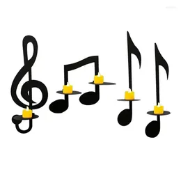 Candle Holders Music Symbol Wall Decor 4 Pcs Iron Holder Decorations Note Candlestick For Living Room Store Yard Patio Musical