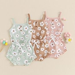 Clothing Sets 0-18months Baby Girls Shorts Outfits Floral Print Sleeveless Romper With Ruffled Short Pants Infant 2 Pcs Clothes Set