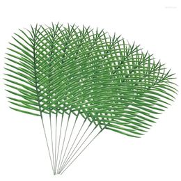 Decorative Flowers -10PCS Artificial Palm Tree Faux Leaves Green Plants Greenery For Arrangement Wedding Decoration