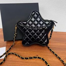 The new vitality five-pointed star shape zipper shoulder bag diamond plaid gold letter points redemption gift with packing box