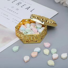 Gift Wrap Hexagon Plastic Candy Box Wedding Vintage Boxes Chocolate Treat Party Favor Hollow Gold Silver