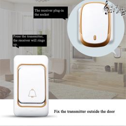 Doorbells Wireless Doorbell Waterproof Battery Powered 300m Range Smart Digital Doorbell Wireless Doorbell convenient home office hotel DQ