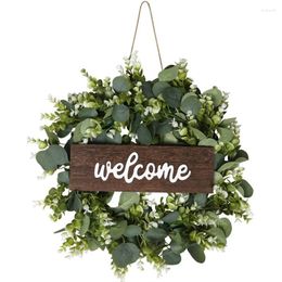 Decorative Flowers Simple Door Decoration Diy Wreath Eucalyptus Leaves Fake