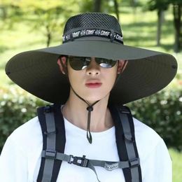 Berets Quick Drying Sun Hat Sunscreen And Shading Anti-UV Agricultural Work Adjustable 15cm Wide Brim Fisherman Unisex