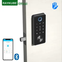 Lock RAYKUBE T1 Black TT Lock Bluetooth Deadbolt TTlock APP Door Lock Smart Card Electronic For Security Mortise Smart Home