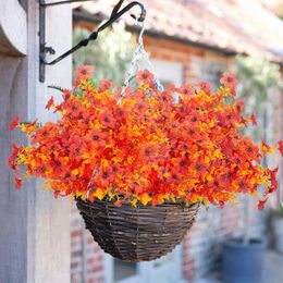 Decorative Flowers Autumn Silk Violet Artificial Eucalyptus Plant For Party Wedding Home Garden Porch Window Box Outdoor Fall Decoration