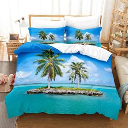 Bedding Sets Coconut Tree Set Duvet Cover Seashore Theme Beach Soft Warm Bed Fashion And Pillow Case