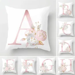 Pillow Pink Letter Printed Cover Ins Nordic Style Soft Comfortable Throw Sofa Wedding Home Decor