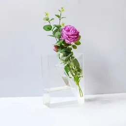 Vases Clear Vase Acrylic Flower Pot Organiser Desktop Supplies For School Office Bedroom Dining Table Background Decoration