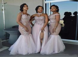 2022 African Bridesmaid Dresses Long Mixed Style Appliques Off Shoulder Mermaid Prom Dress Split Side Maid Of Honor Dresses Evenin2843158