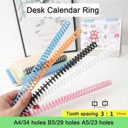 Spines 10pcs 34 Holes Desk Calendar Ring Binder Rings A4 Looseleaf Ring 3:1 Plastic Opening Binding Strip Book Binding Planner Rings