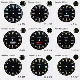 Kits 28.5mm Green Luminous Dial BestSelling Watch Accessory Suitable For NH35 Automatic Movement With S Logo SKX007/SUB