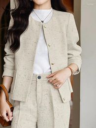 Women's Two Piece Pants Fashion Korean Style Office Women Blazers Suits Formal Wear 2024 Elegant Long Sleeve Single Breasted Pant