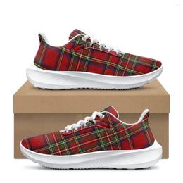 Casual Shoes Trend Women Flats Red Plaid Stripe Pattern Ladies Breathable Mesh Female Sneakers Unisex Custom Zapatos Mujer