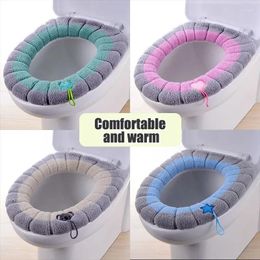 Toilet Seat Covers 1 Pack Winter Warm Cover Washable Bathroom Pad Cushion With Handle Thicker Soft Mat Knitting Closestool