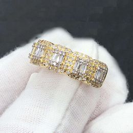 Custom Ring Karat 10k 14k Real Massiv Gold Pass Diamond Tester Baguette geschnitten VVS Moissanite Frau Ring herausfeiner Schmuck Ring vereiste