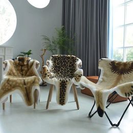 Carpets Imitation Tiger Pattern Lounge Rug Faux Skin Leather Carpet Animal Chair Cover Nonslip Bedroom Living Room