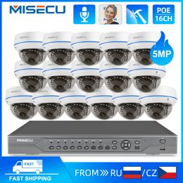 System MISECU HD 5MP 16CH POE Camera System Audio Record Vandalproof Dome Camera Home Security Surveillance Kit Human Detect P2P Alert