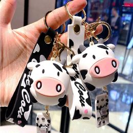 Party Supplies Cartoon Cute Cow Pendant Keychain Korean Style Creative Animal Keyring Backpack Car Jewelry Accessories Gifts