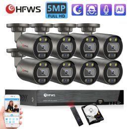 System HFWVISION Video Surveillance Camera Kit 8CH Nvr Security Camera System 5mp CCTV Poe Cameras kit