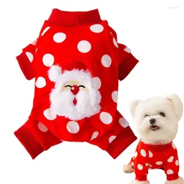 Dog Apparel Santa Claus Clothes Holiday Puppy Cat Jumpers Outfits Jumpsuit Pet Pyjamas Fleece PJs Cute Dotted Costume