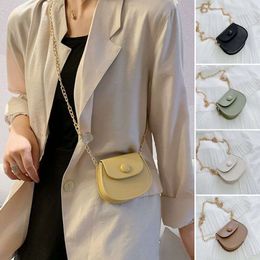 Women Mini Shoulder Bags Handbags Ladies Simple Versatile Chain Saddle Bag Pu Leather Female Crossbody Messenger Bag