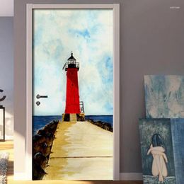 Window Stickers Custom Size Electrostatic Glass Foil Lighthouse Pattern PVC Removable Decorative Tint-Film For Home Office Reataurant