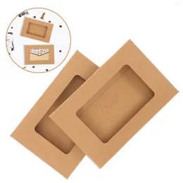 Gift Wrap 10pcs Envelop Storage Boxes Kraft Paper Postcard Casees Open Window