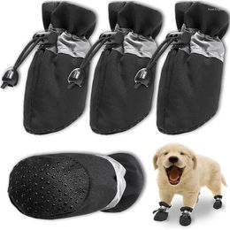 Dog Apparel Boots Non Slip Shoes For Medium Small Dogs With Reflective Straps Protectors Pavement/rainy Season 4Pcs